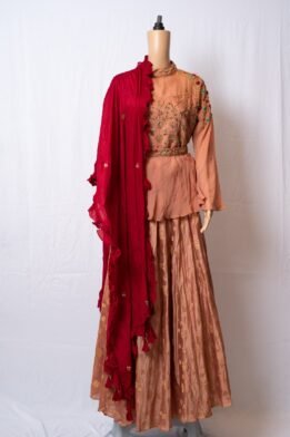 Tawny Brown Designer Lehnga with Kurti