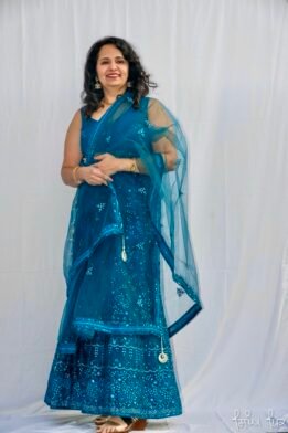 Lehnga blue/wine net