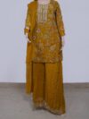 Mustard Silk Plazzo Hand Emboidry
