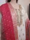 Off White Pant and Banarsi Dupatta