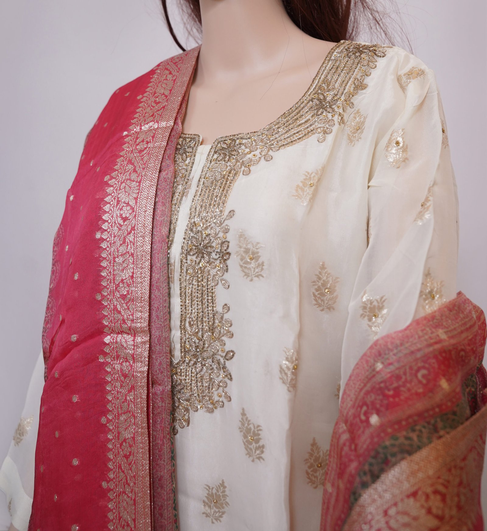 Off White Pant and Banarsi Dupatta - Image 2