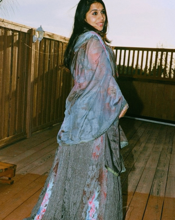 Printed crape lehnga