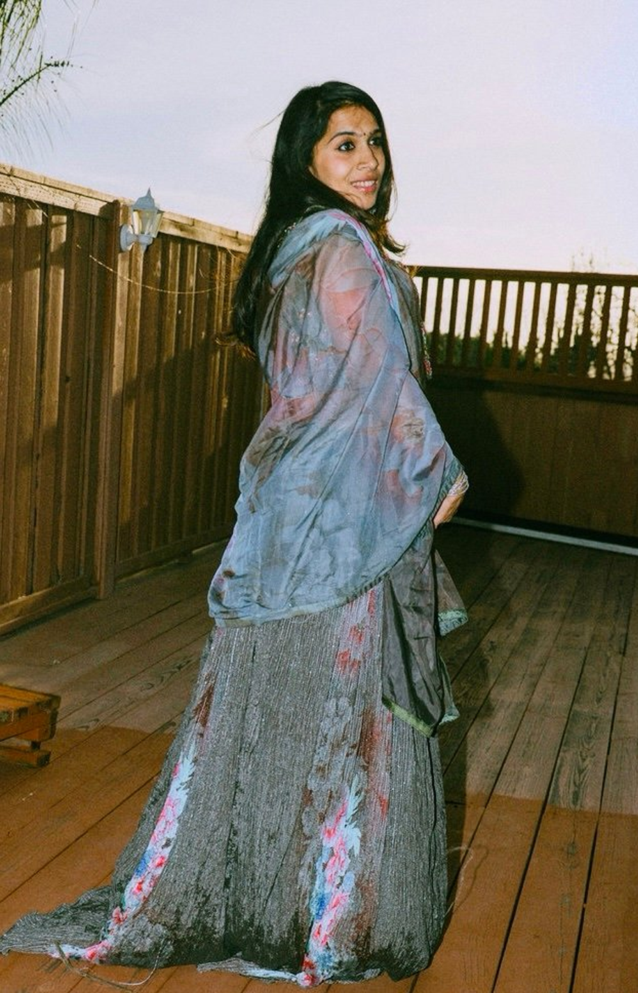 Printed crape lehnga