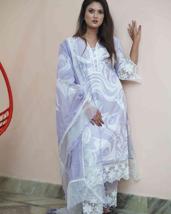 Lavender pant Kurta Glaze cotton