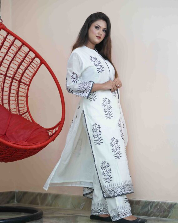 White Block Print dress