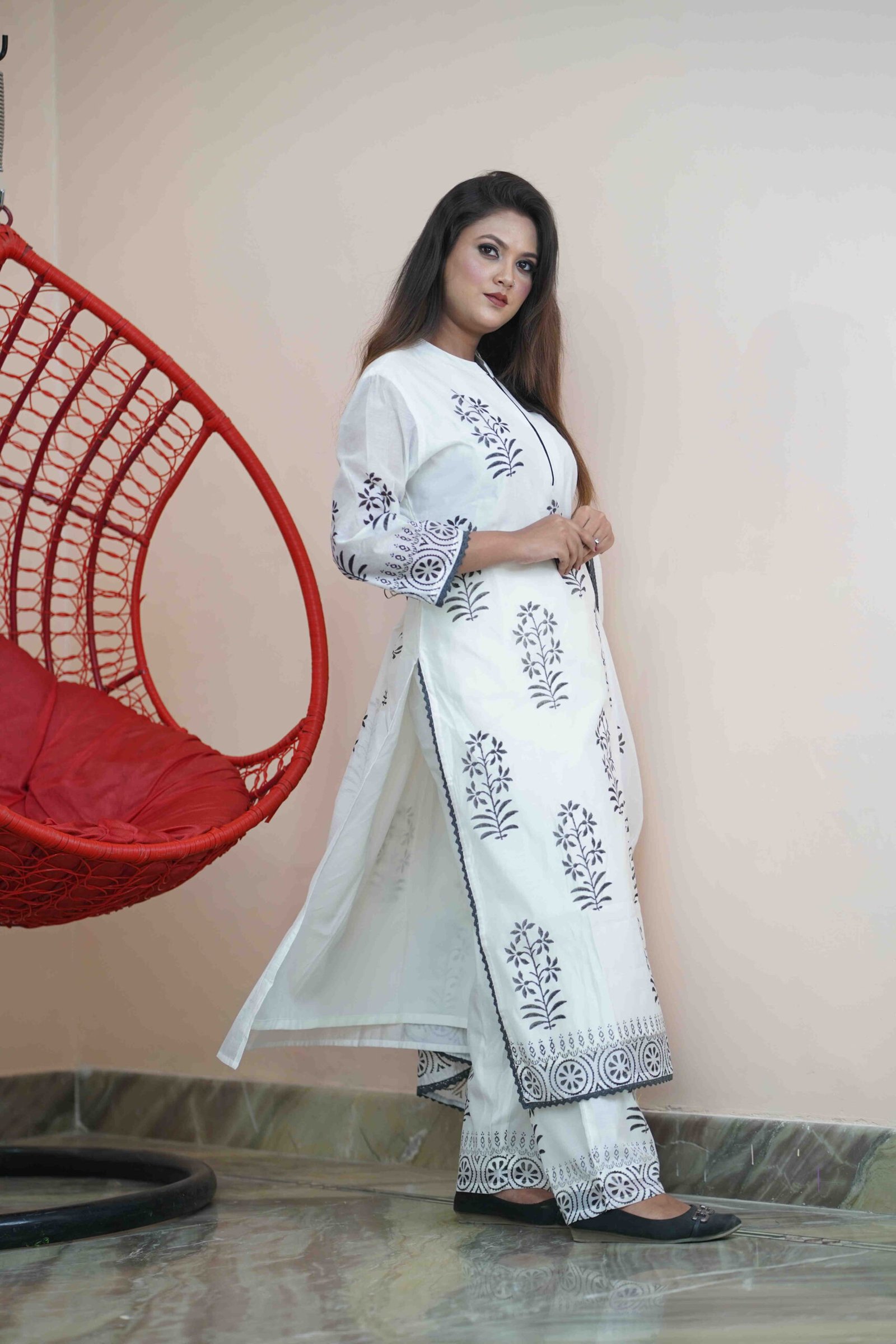 White Block Print dress