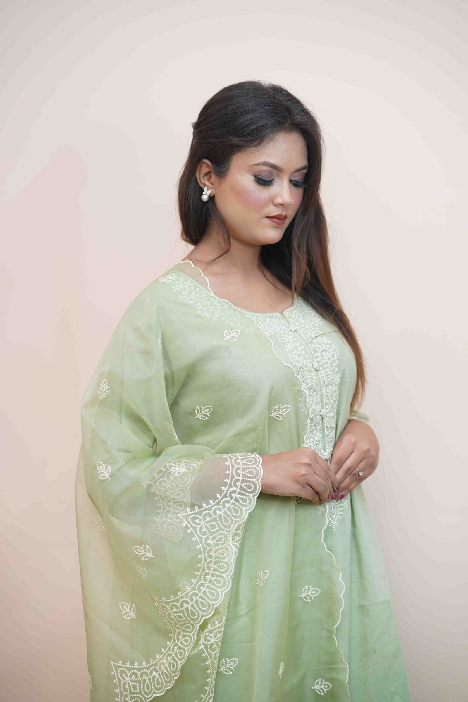 Mint Green Cotton lone Dress - Image 2