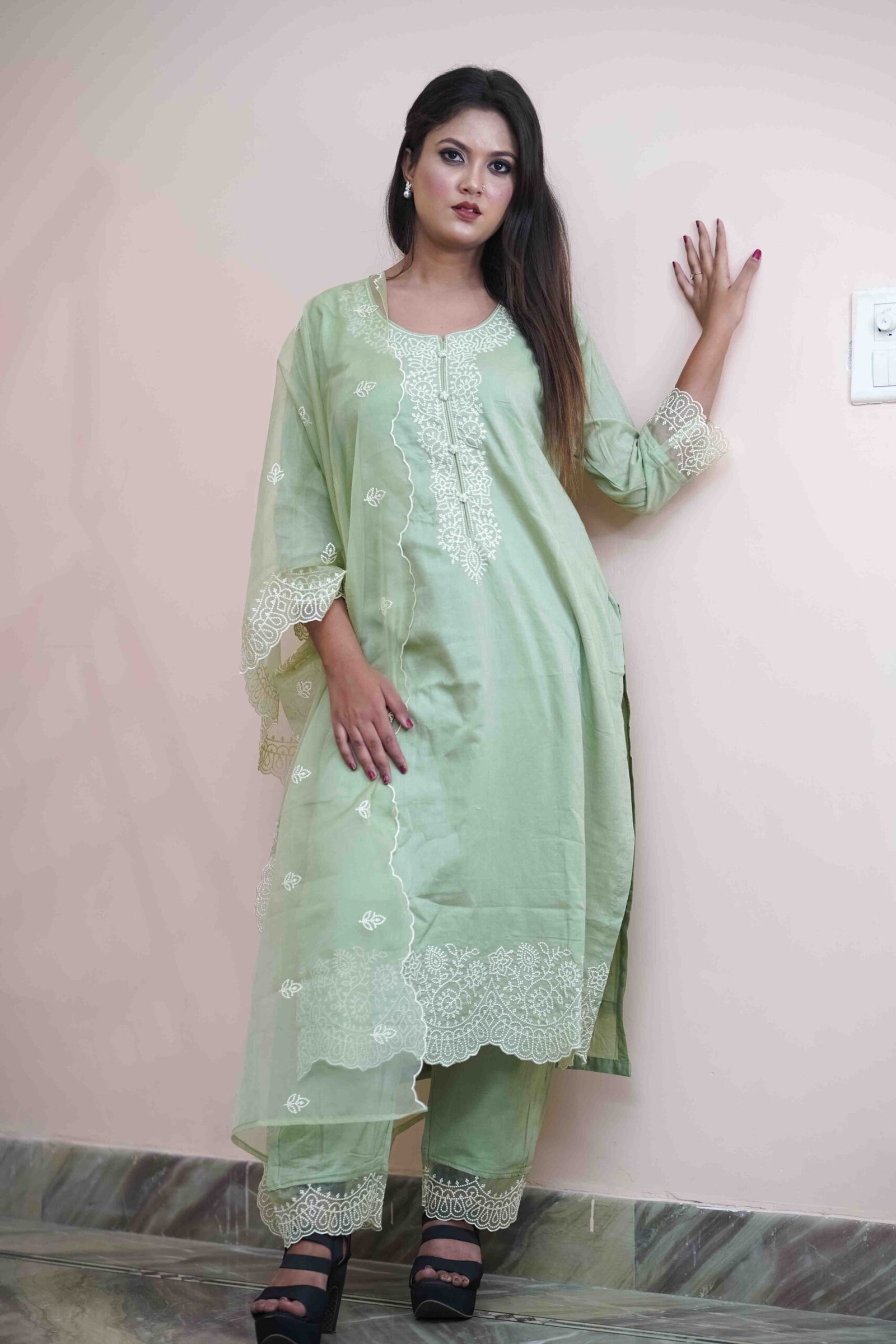 Mint Green Cotton lone Dress