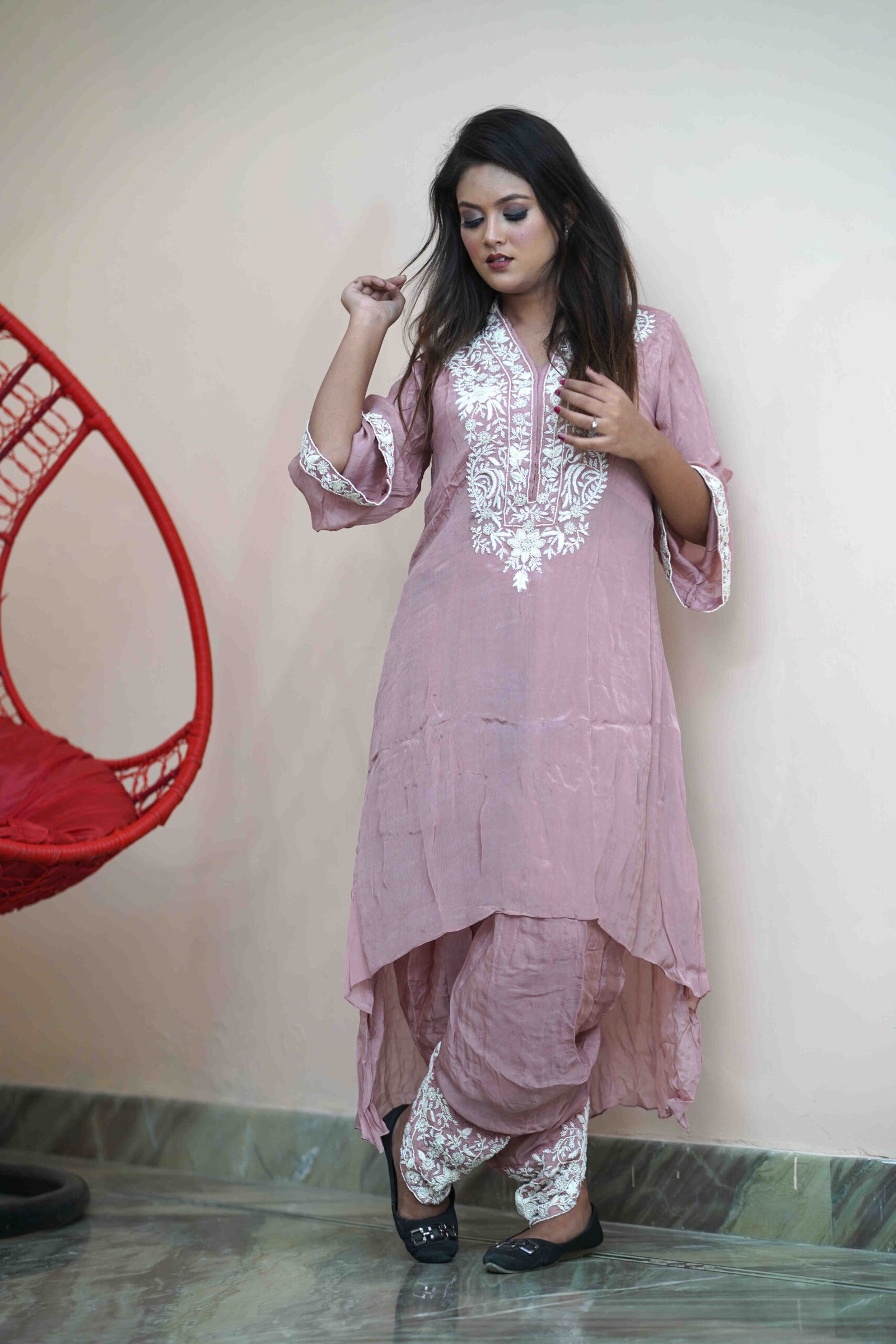 Chinon silk Dhoti and frock