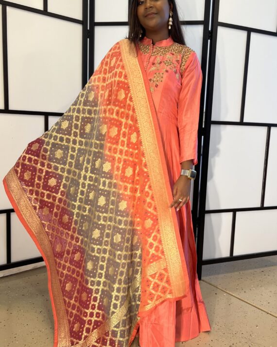 Pure silk Gown with Banarasi dupatta