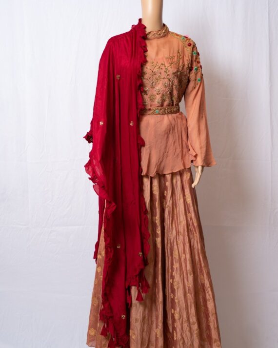 Tawny Brown Designer Lehnga with Kurti