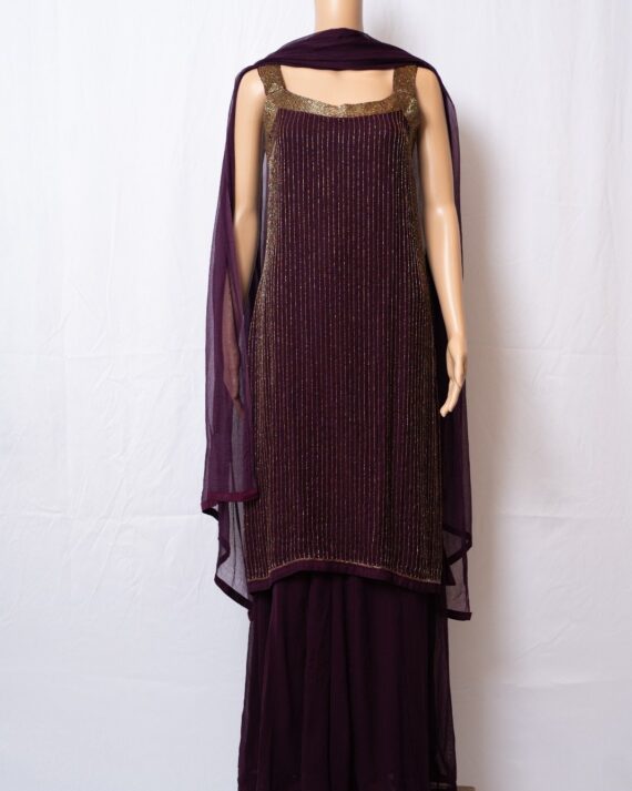 Wine Jaal Cut Dana Plazzo Chiffon
