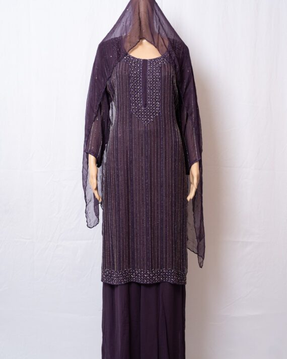 Mythical Purple Pure gorgette Plazzo