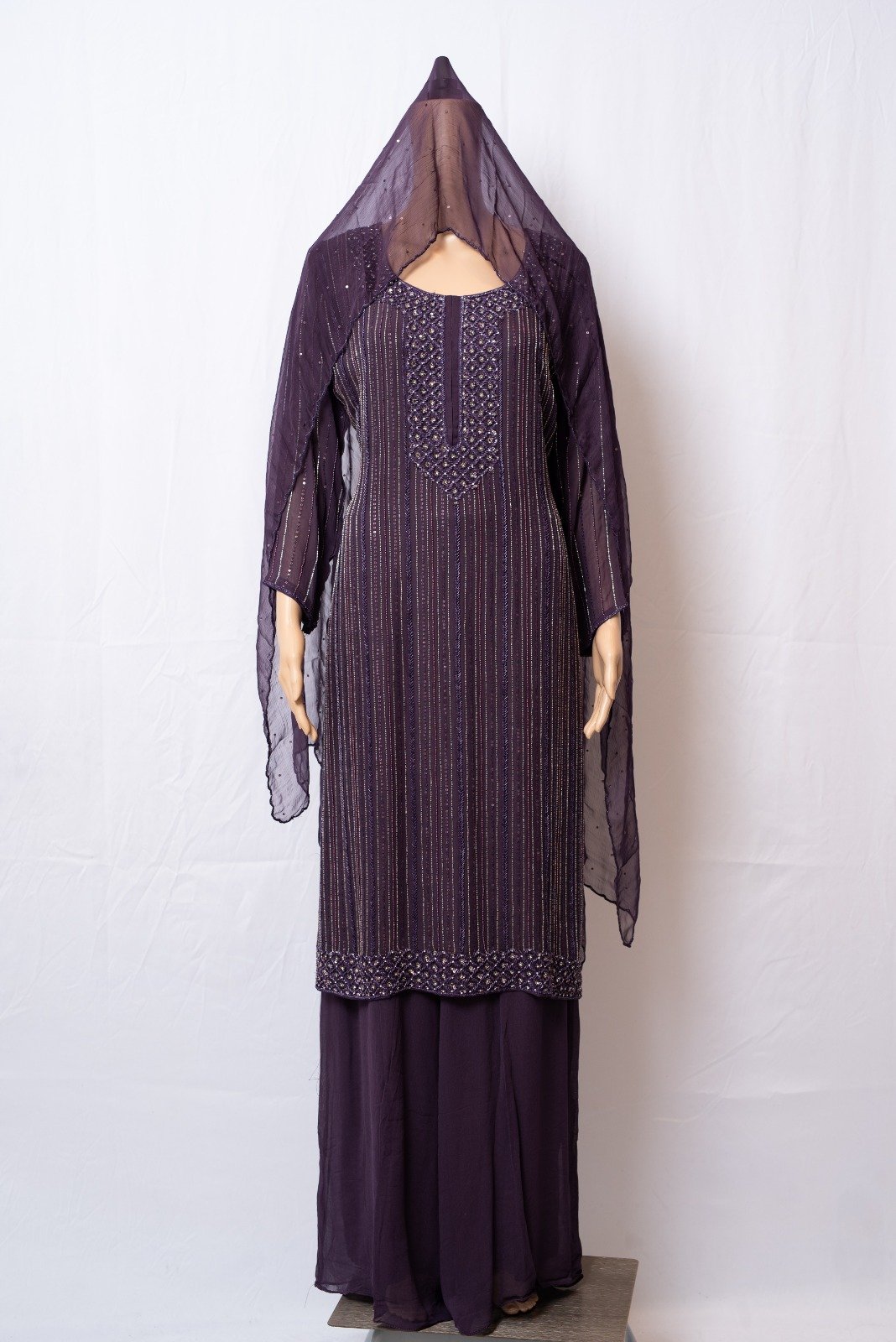 Mythical Purple Pure gorgette Plazzo