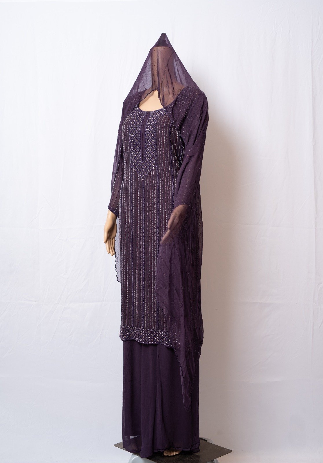 Mythical Purple Pure gorgette Plazzo - Image 4