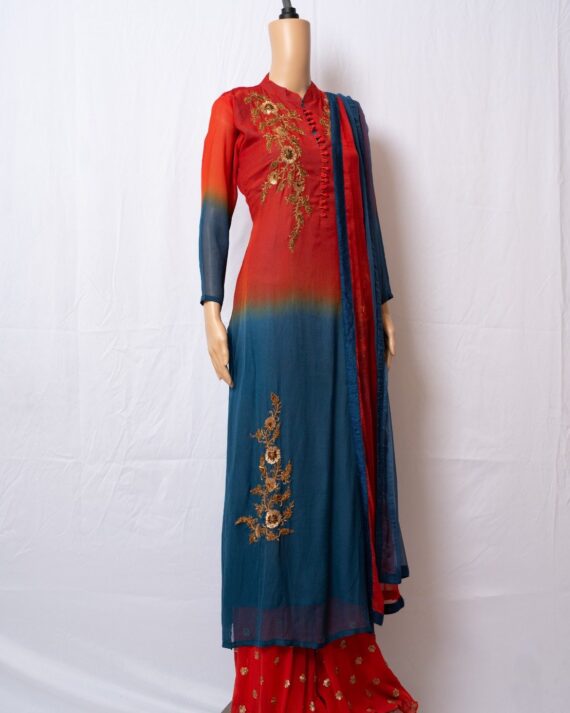 Orange Blue Lehnga