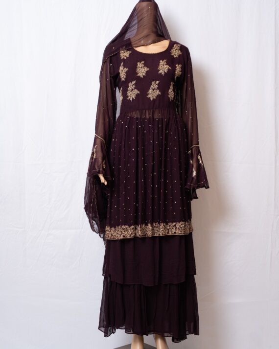 Coke & Dark Green Lehnga