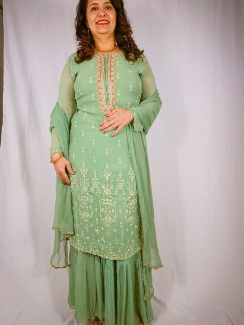 Sea foam Chiffon Garara