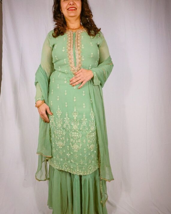 Sea foam Chiffon Garara