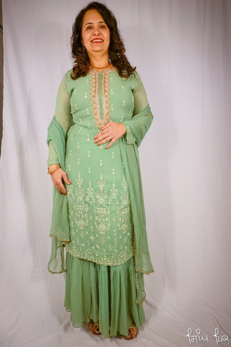 Sea foam Chiffon Garara