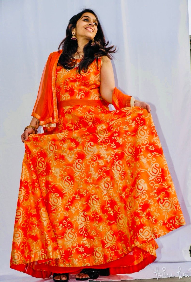 Orange gown Chinon silk - Image 2