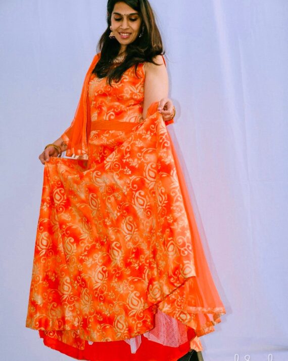 Orange gown Chinon silk