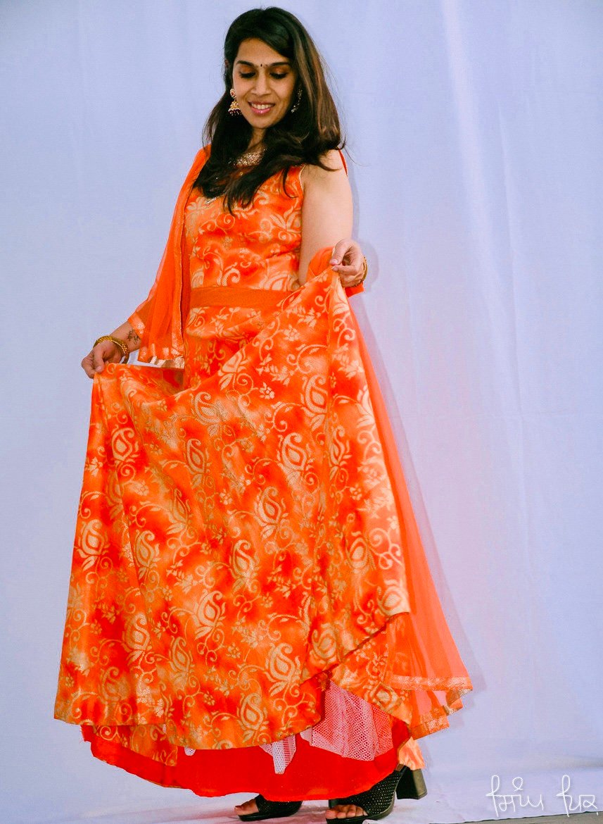 Orange gown Chinon silk