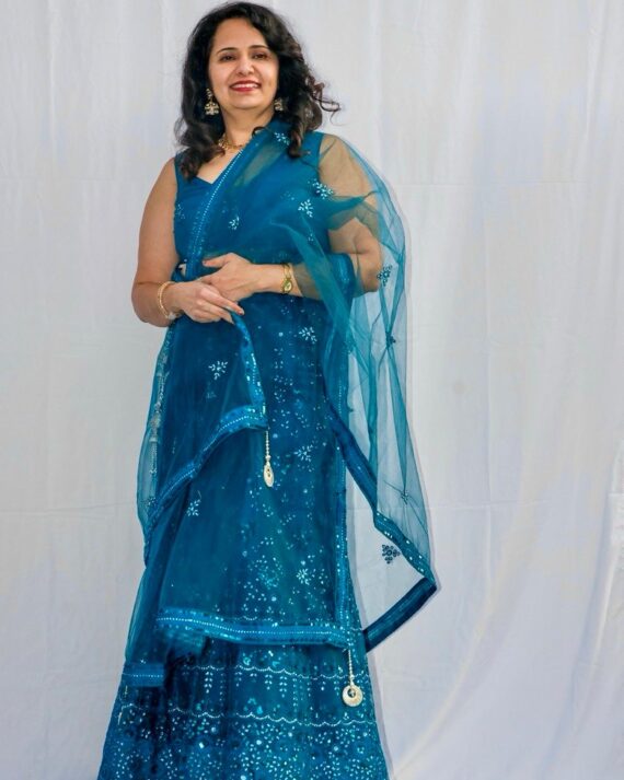 Lehnga blue/wine net
