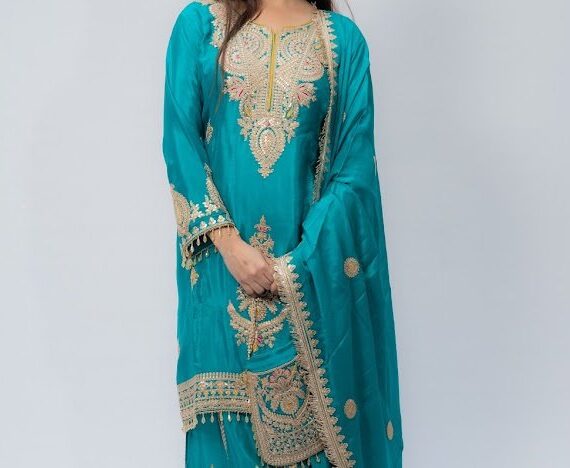 Sea Green Chinon Silk plazzo