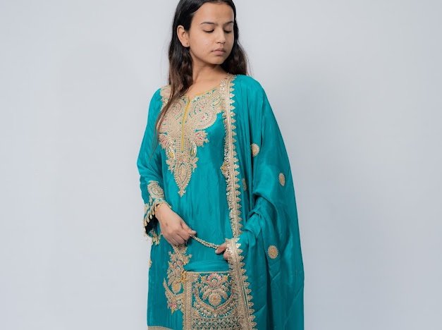 Sea Green Chinon Silk plazzo - Image 3