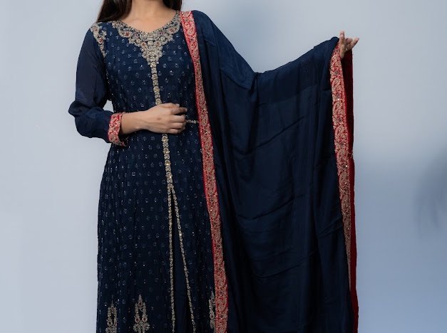 Deep Blue Pure Chiffon long - Image 4