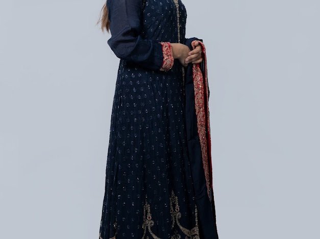 Deep Blue Pure Chiffon long - Image 2