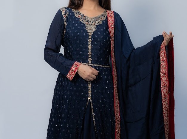 Deep Blue Pure Chiffon long - Image 3