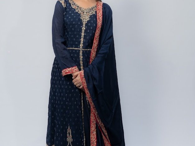 Deep Blue Pure Chiffon long - Image 5