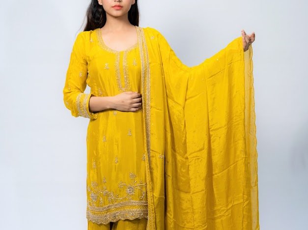 Sea Green Chinon Silk plazzo - Image 8