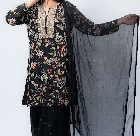 Black Chiffon multi color