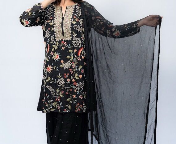 Black Chiffon multi color