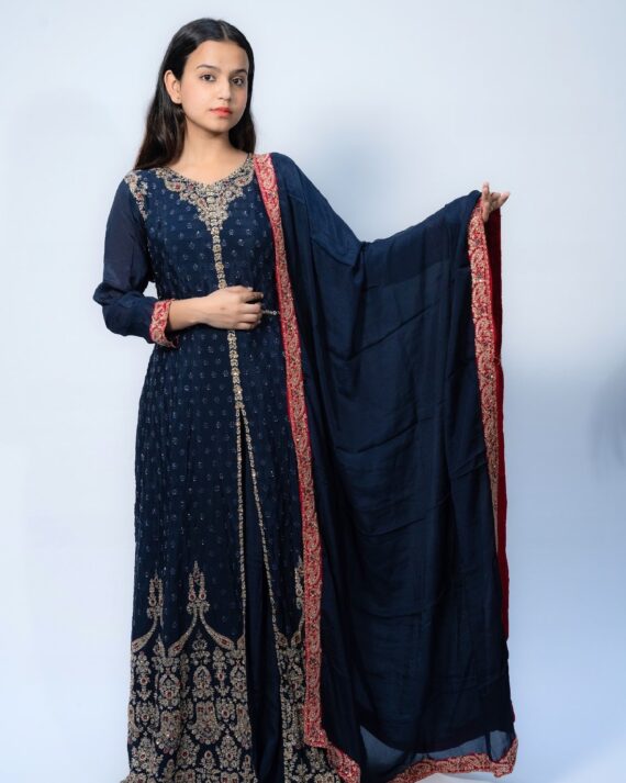 Deep Blue Pure Chiffon long