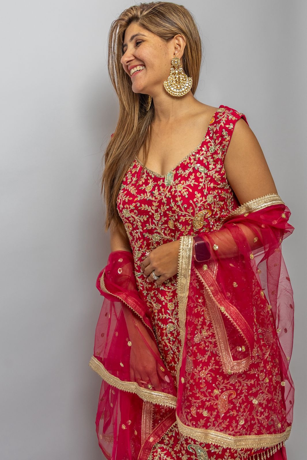 Reddish pink Plazzo - Image 5