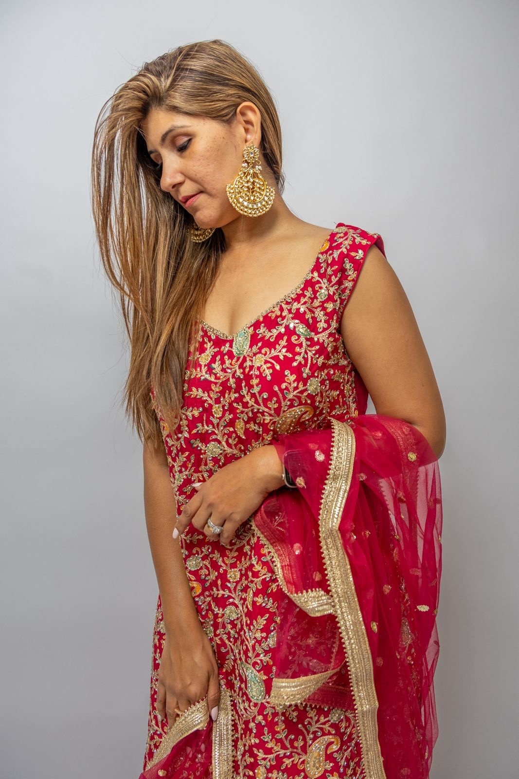 Reddish pink Plazzo - Image 6