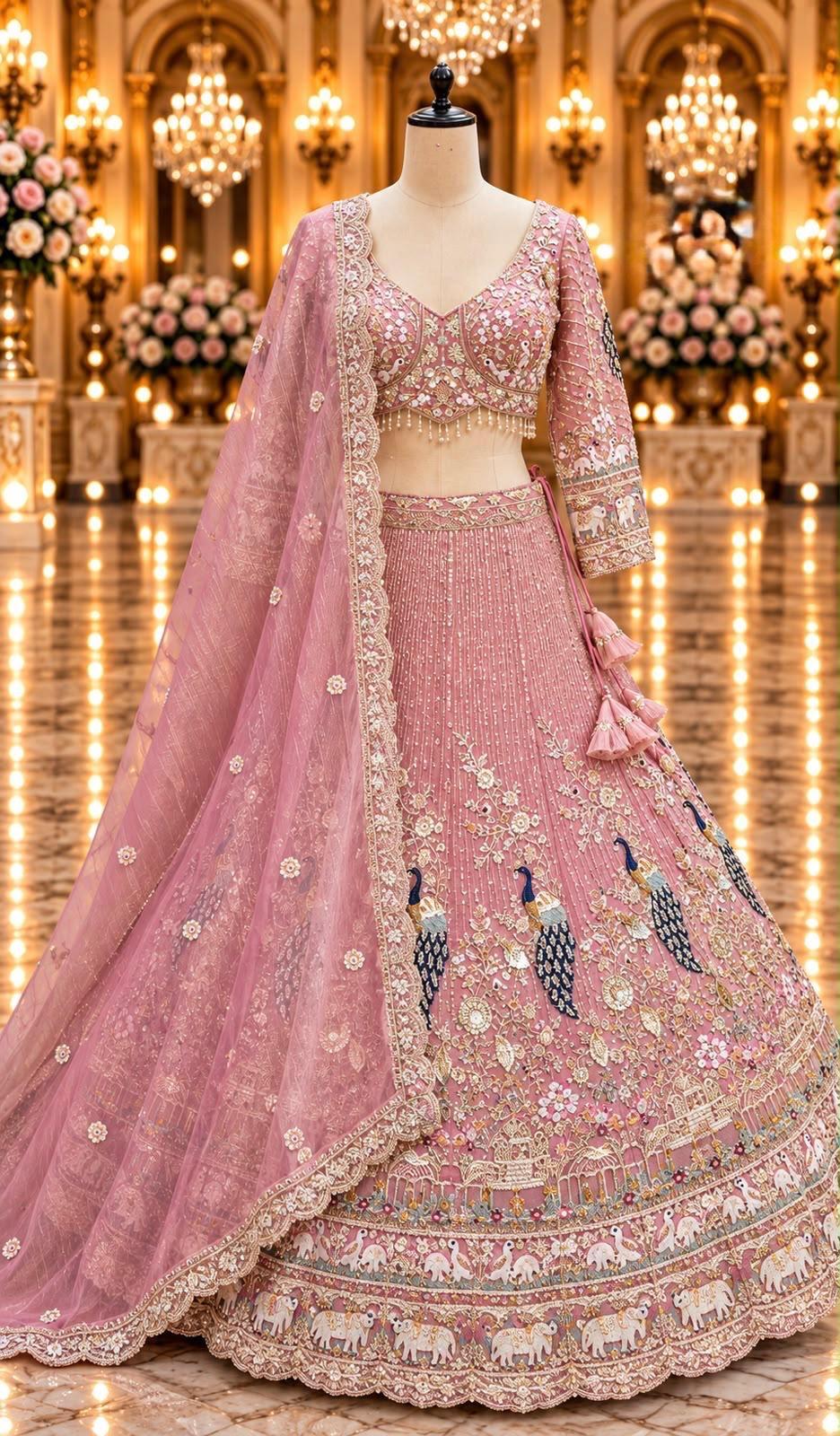 Pink Bridal Lehenga for Women